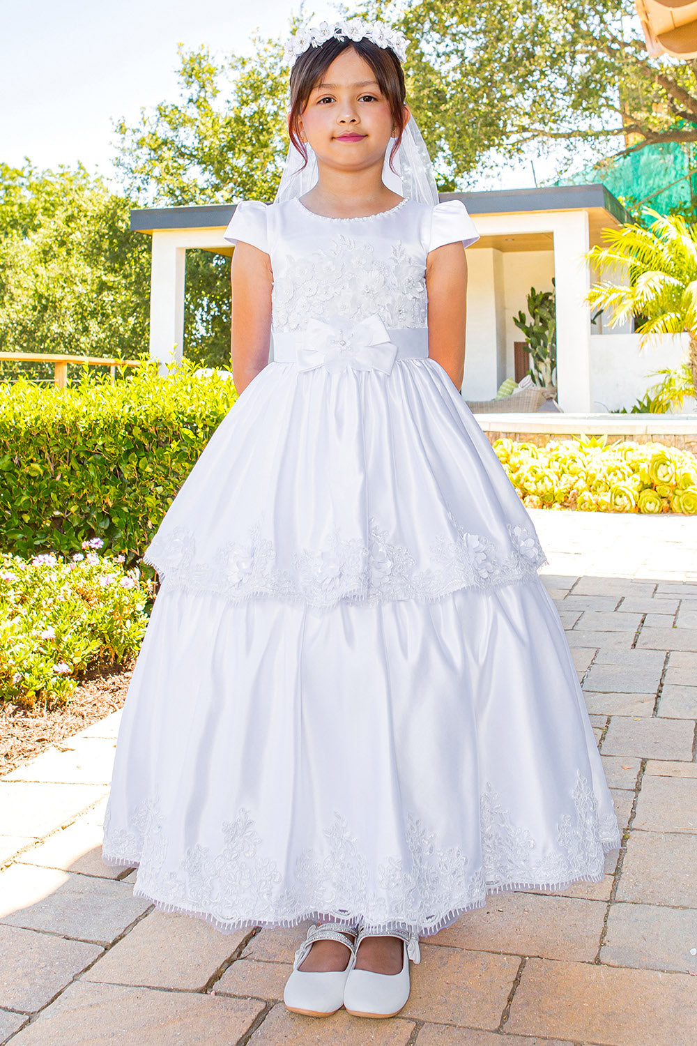 Flower Girl Dresses Floral Applique A Line Flower Girl Dress White