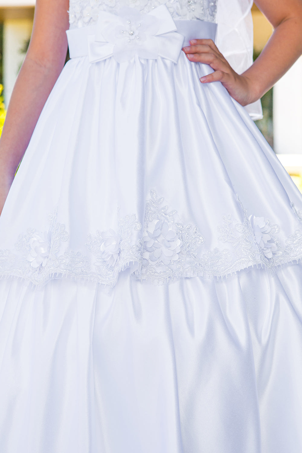 Flower Girl Dresses Floral Applique A Line Flower Girl Dress White