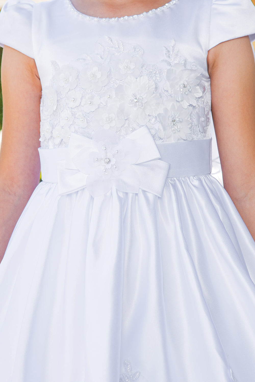 Flower Girl Dresses Floral Applique A Line Flower Girl Dress White