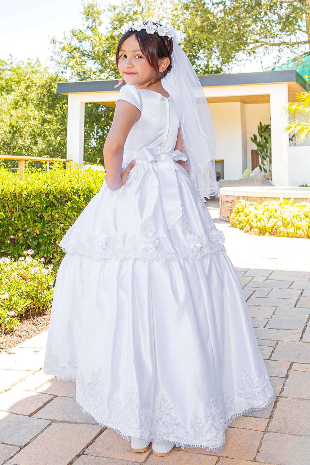 Flower Girl Dresses Floral Applique A Line Flower Girl Dress White