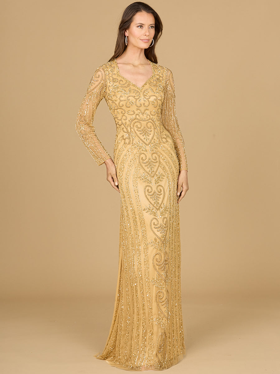 Lara Dresses 29114 Long Sleeve Sequin Formal Evening Dress