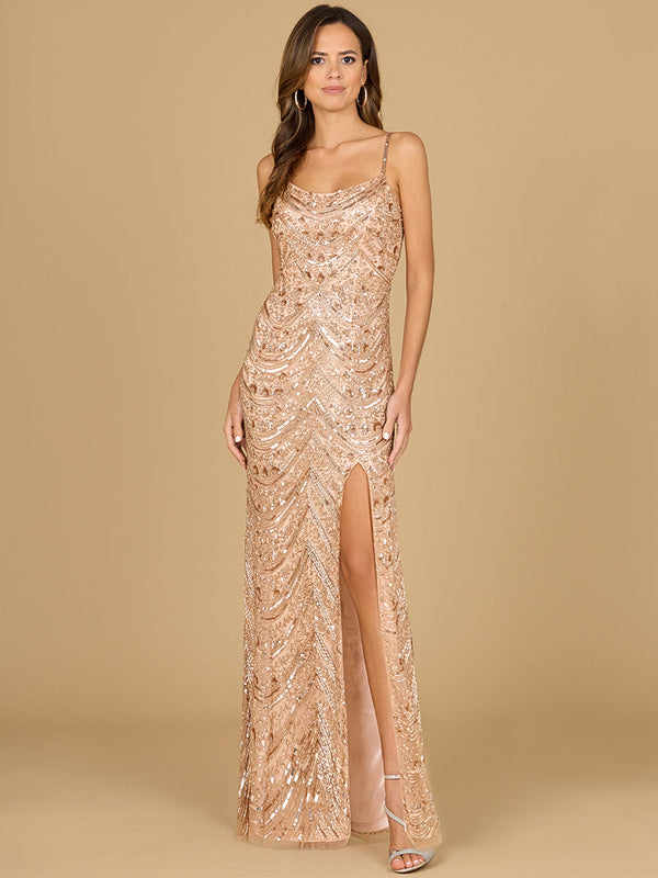 Lara Dresses 29117 Beaded Long Formal Slit Prom Dress