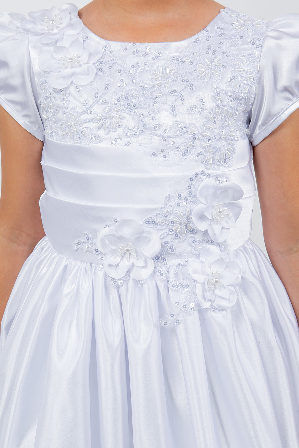 Flower Girl Dresses Beaded tea Length A Line Flower Girl Dress White
