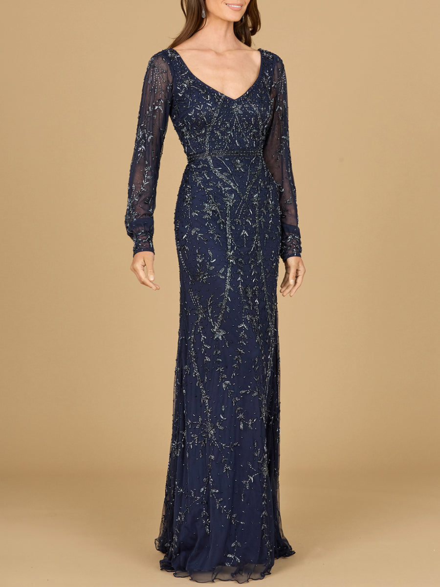 Lara Dresses 29120 Long Sleeve Formal Beaded Evening Dress