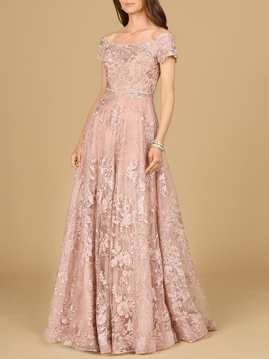 Lara Dresses 29122 A Line Long Formal Lace Applique Evening Dress