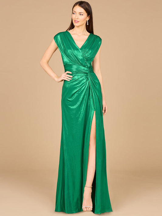 Formal Dresses Fitted Long Formal Metallic Evening Dress Green