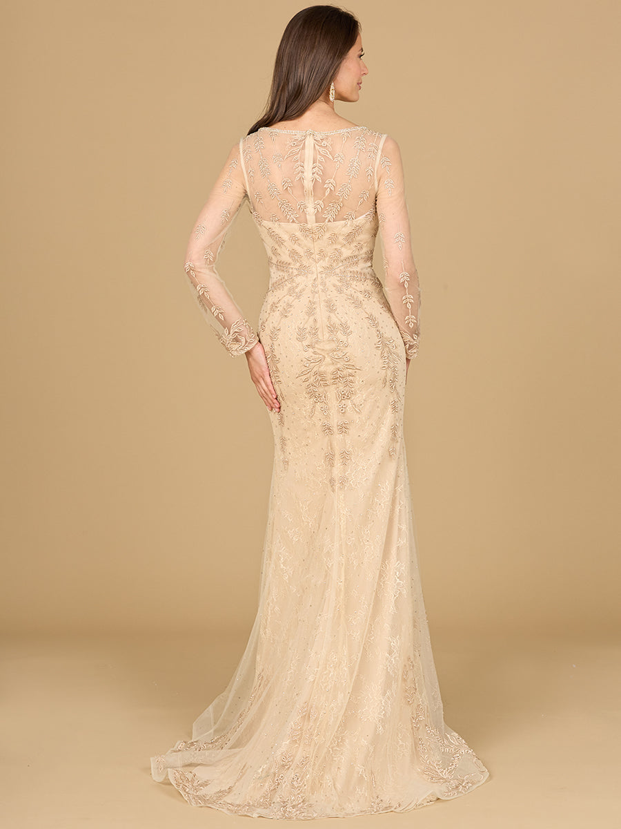 Lara Dresses 29128 Beaded Lace Applique Long Sleeve Formal Dress