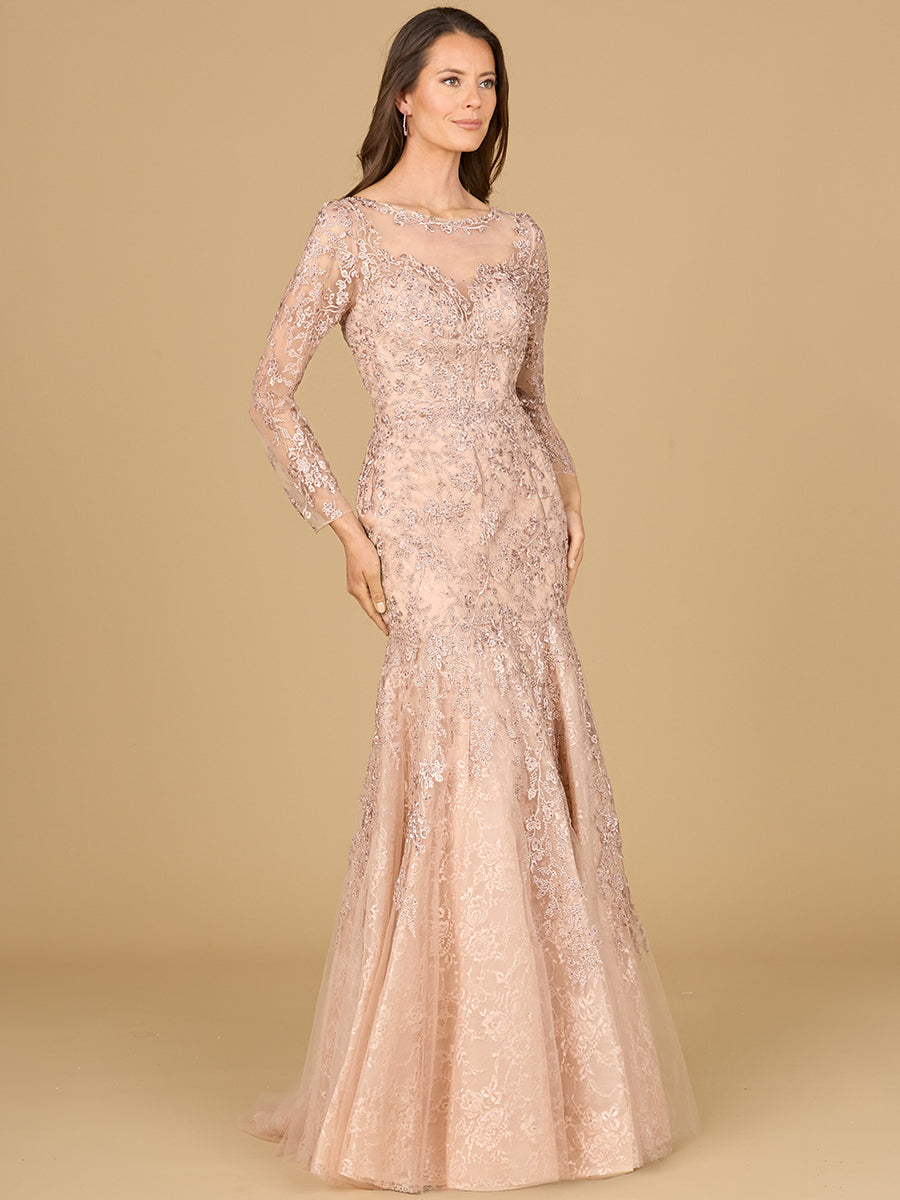 Formal Dresses Mermaid Lace Applique Long Formal Evening Dress Mauve
