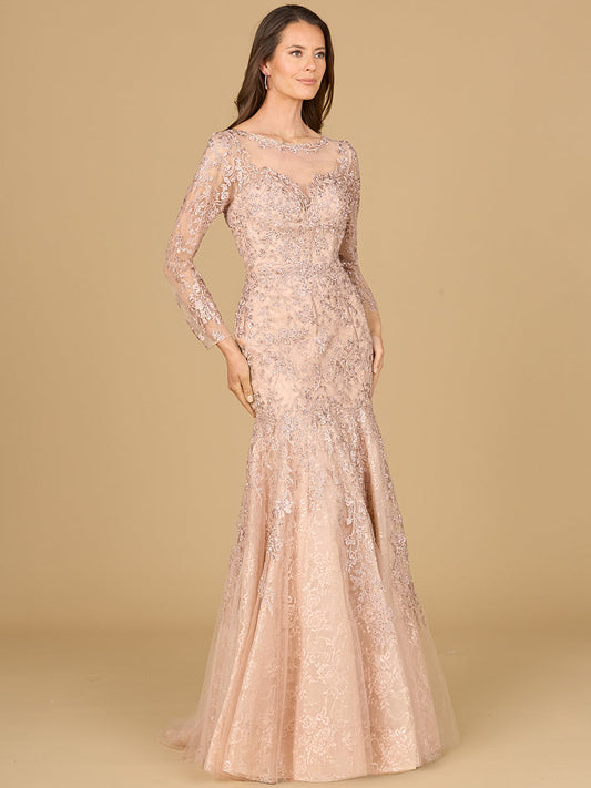 Formal Dresses Mermaid Lace Applique Long Formal Evening Dress Mauve