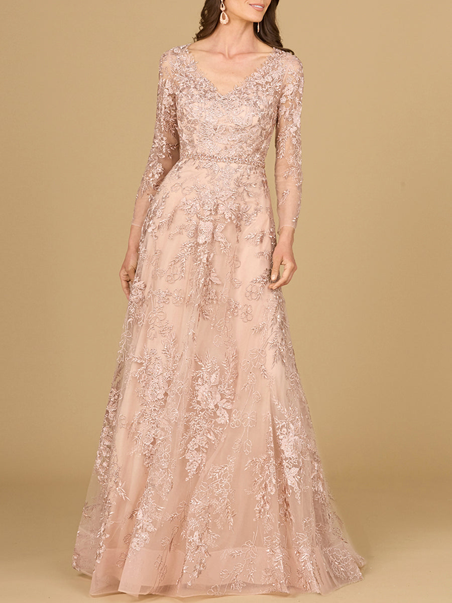 Lara Dresses 29132 Long Sleeve Formal Lace A Line Evening Dress