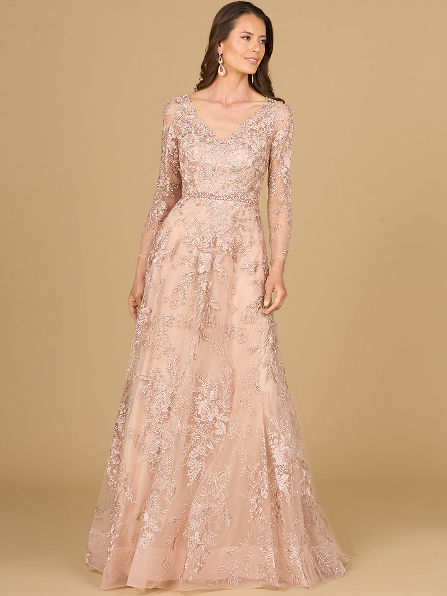 Lara Dresses 29132 Long Sleeve Formal Lace A Line Evening Dress