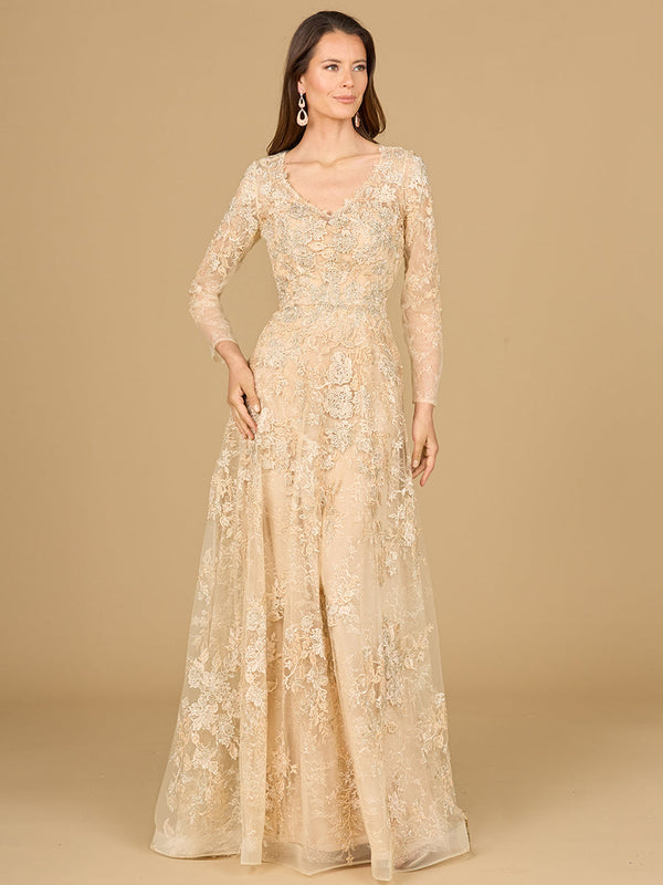 Lara Dresses 29135 Long Sleeve A Line Formal Lace Dress
