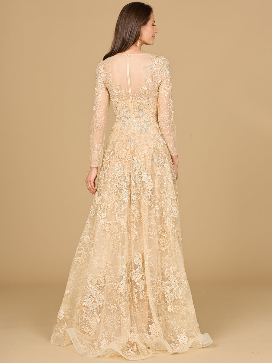Lara Dresses 29135 Long Sleeve A Line Formal Lace Dress