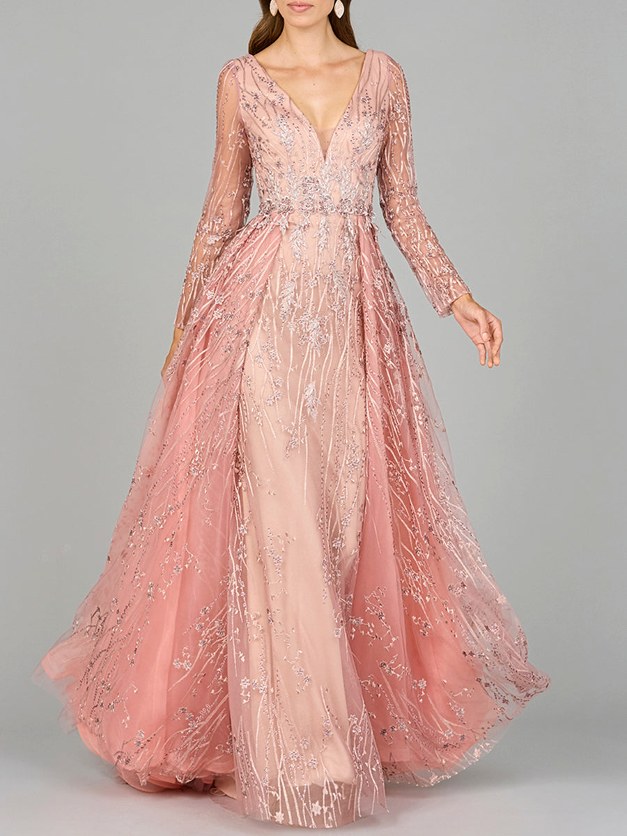Lara Dresses 29139 Long Formal Lace Mother of the Bride Fitted Dress
