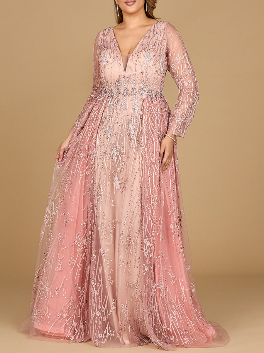 Lara Dresses 29139 Long Formal Lace Mother of the Bride Fitted Dress