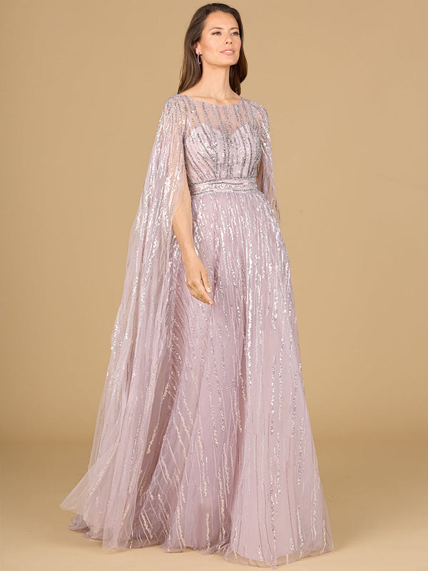 Lara Dresses 29150 A Line Long Formal Cape Sleeve Evening Dress