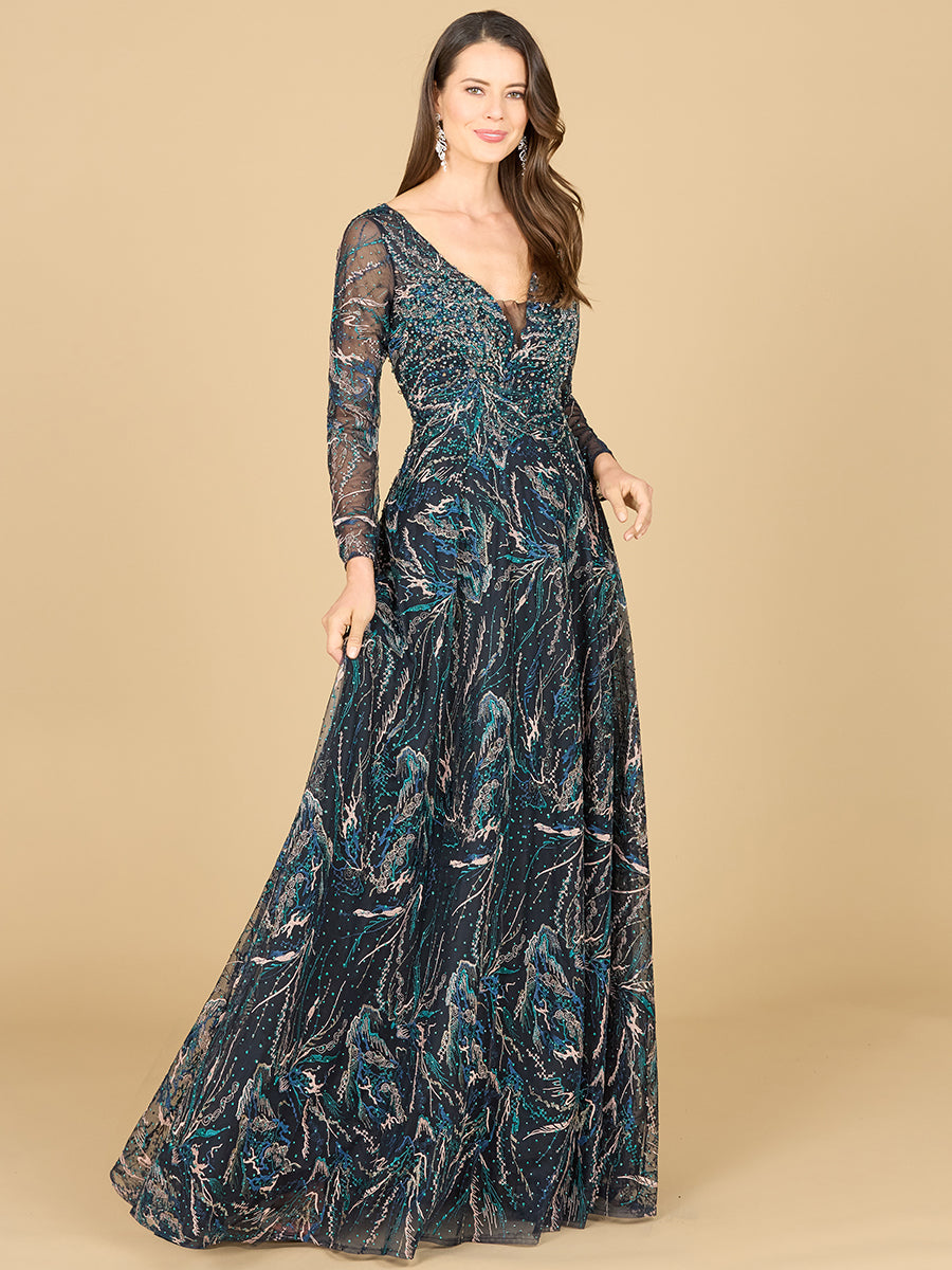 Mother of the Bride Dresses Mother of the Bride Long Sleeve Lace Dress Dark Blue