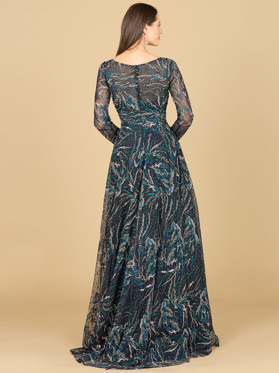Mother of the Bride Dresses Mother of the Bride Long Sleeve Lace Dress Dark Blue