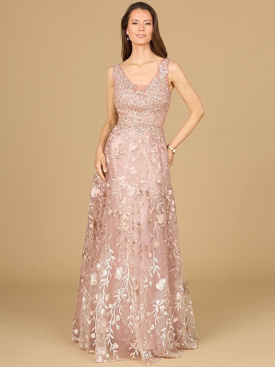 Lara Dresses 29155 Long Formal Ombre Lace Evening Gown