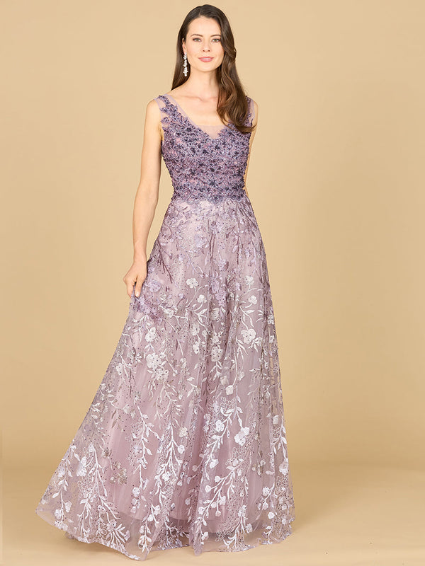 Lara Dresses 29155 Long Formal Ombre Lace Evening Gown