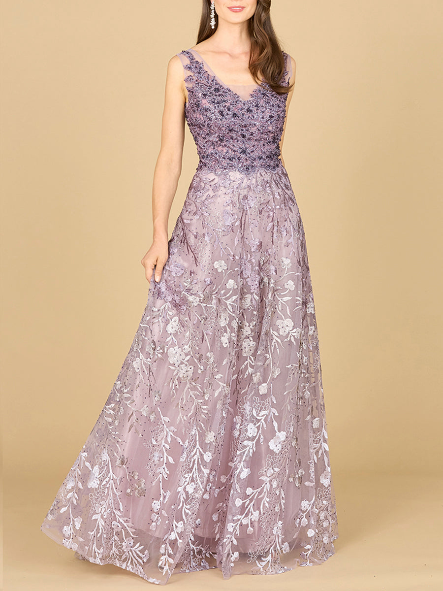 Formal Dresses Long Formal Ombre Lace Evening Gown Purple