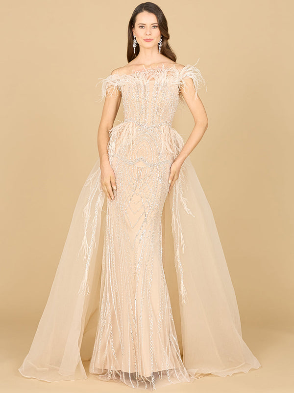 Lara Dresses 29161 Long Formal Beaded Overskirt Evening Dress