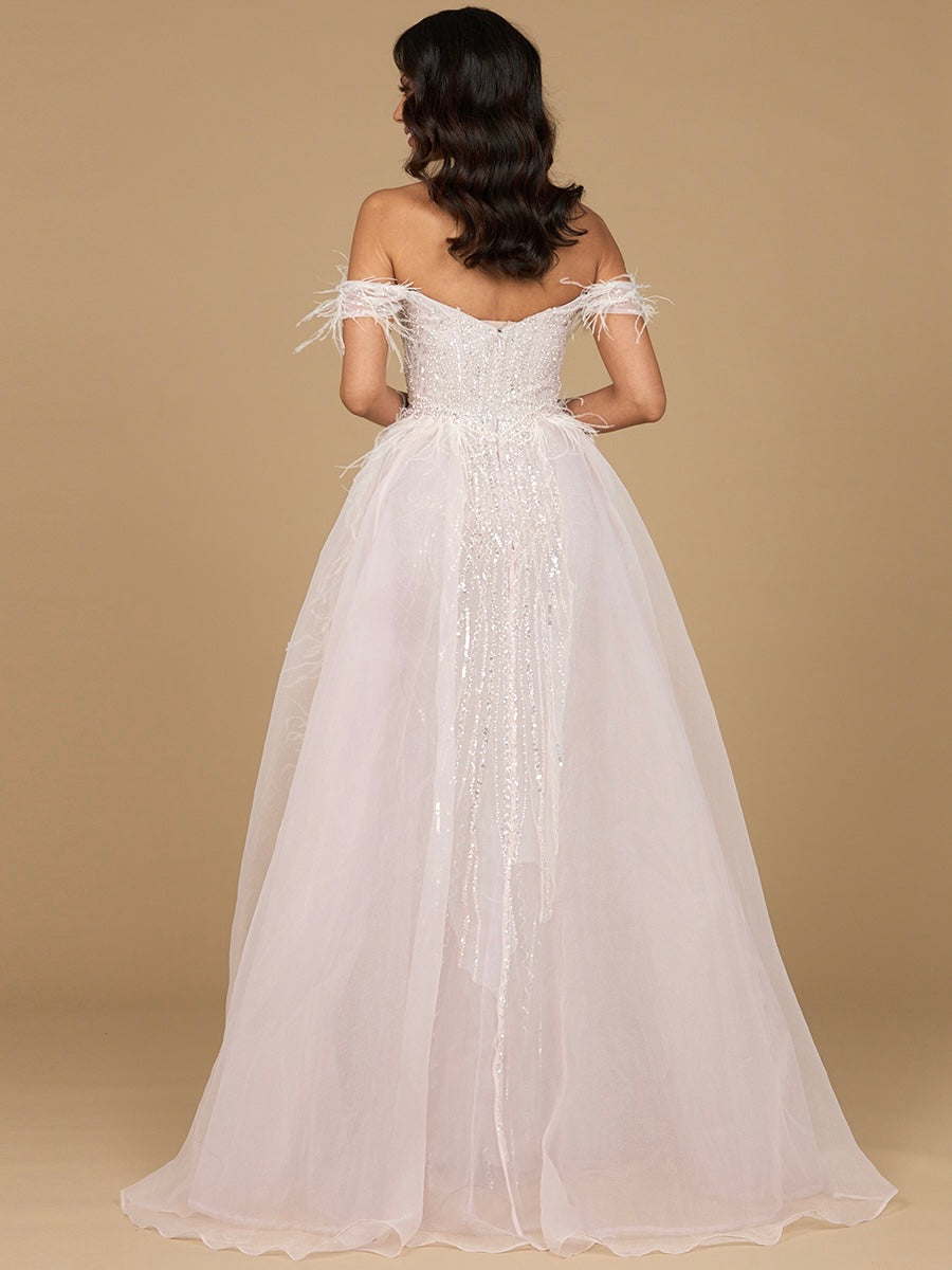 Formal Dresses Long Formal Beaded Overskirt Evening Dress Powder Pink