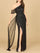 Formal Dresses Long Beaded Formal Glitter Evening Gown Black