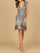 Cocktail Dresses Fitted Short Beaded Fringe Cocktail Dress Grey