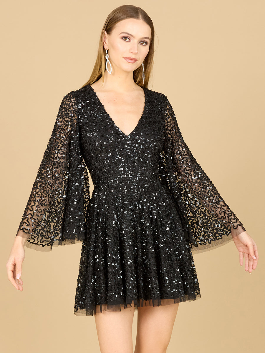 Lara Dresses 29178 Homecoming Short Beaded Sequin Cocktail Dress