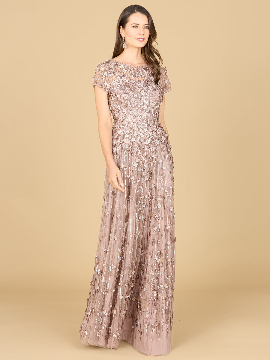 Lara 29181 - 3D Floral Embellished Cap Sleeve Gown - Black - 20 Lara 29181 - 3D Floral Embellished Cap Sleeve Gown - Black - 20