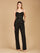 Jumpsuit Fitted Long Formal Beaded Jumpsuit Black