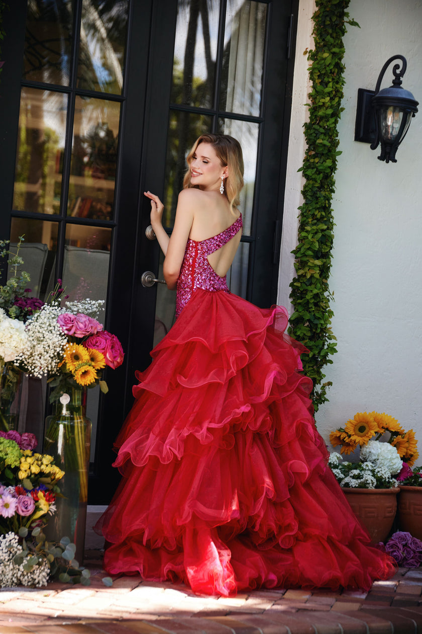 Ava Presley 29236 Prom Long Ruffle Formal Sequin Dress