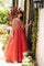 Prom Dresses Beaded A Line Long Formal Prom Dress Coral
