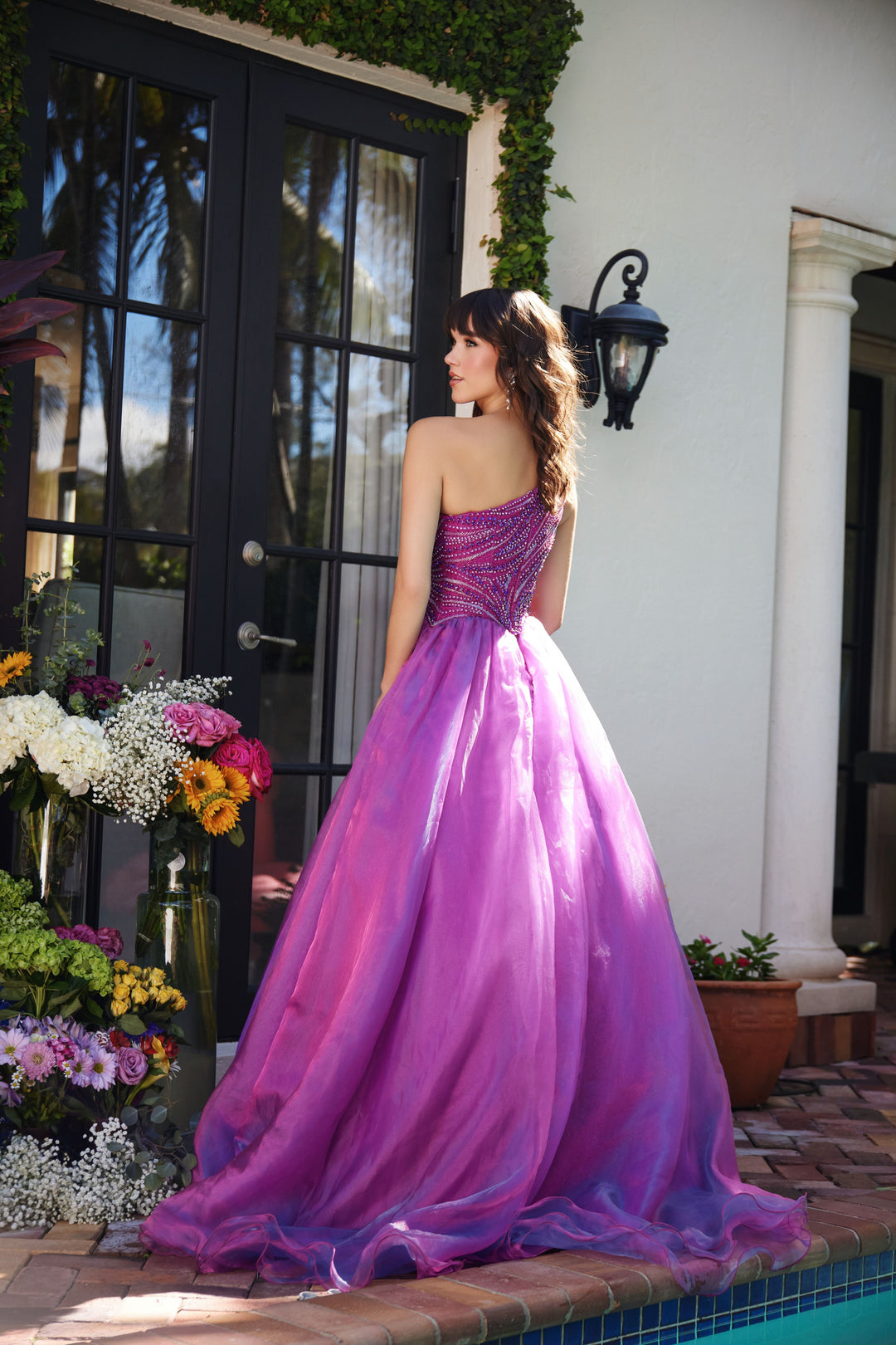 Prom Dresses Beaded A Line Long Formal Prom Dress Magenta