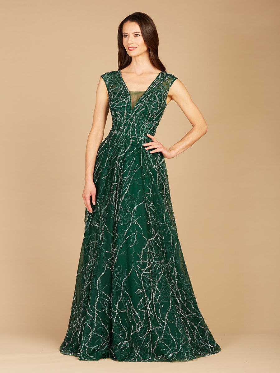 Formal Dresses A Line Long Formal Beaded Evening Dress Dark Green