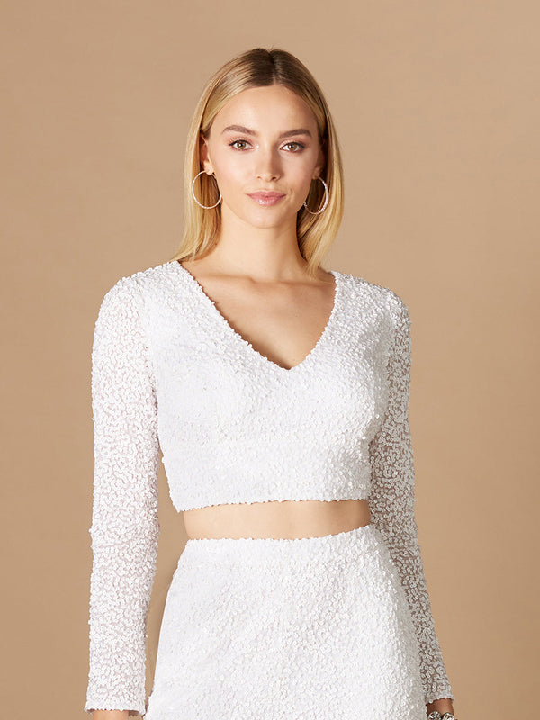 V-Neck Mini Sequin Cocktail Two-Piece Lara 29306
