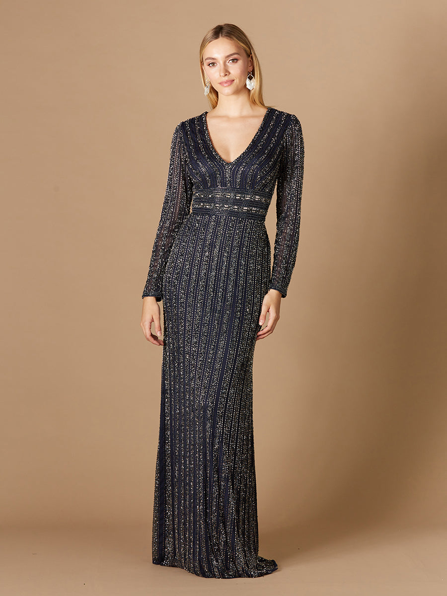Lara Dresses 29343 Long Beaded Sequin Formal Evening Dress
