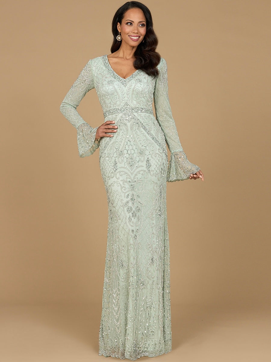 Mother of the Bride Dresses Long Mother of the Bride Beaded Formal Pattern Dress Mint/Silver