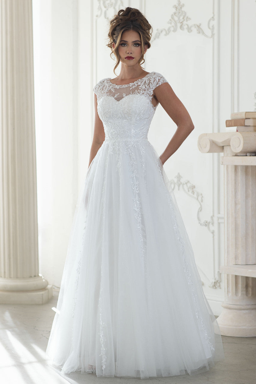 Bridal A Line Long Wedding Dress Lenovia 8349 - Ivory / XS Bridal A Line Long Wedding Dress Lenovia 8349 - Ivory / XS