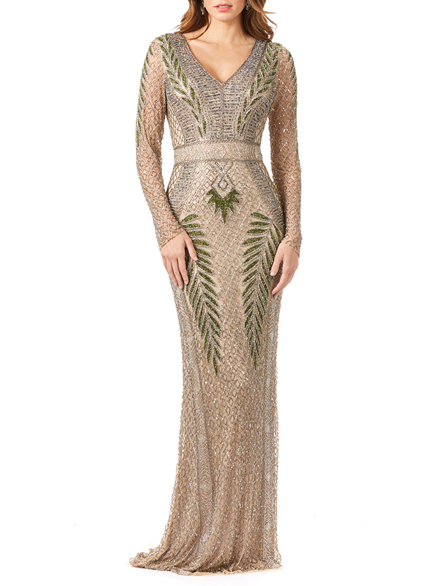 Mother of the Bride Dresses Long Sleeve Mother of the Bride Formal Dress Nude/Multi