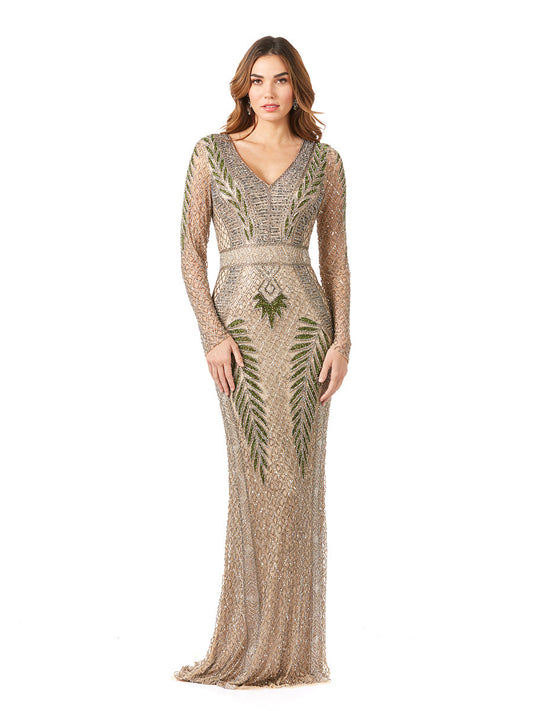 Mother of the Bride Dresses Long Sleeve Mother of the Bride Formal Dress Nude/Multi