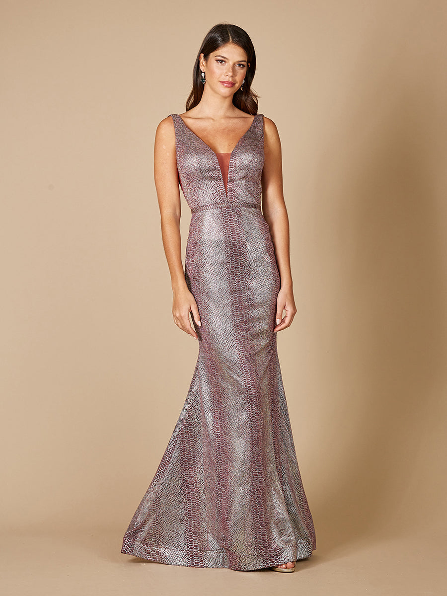 Lara Dresses 29461 Long Formal Prom Metallic Print Dress