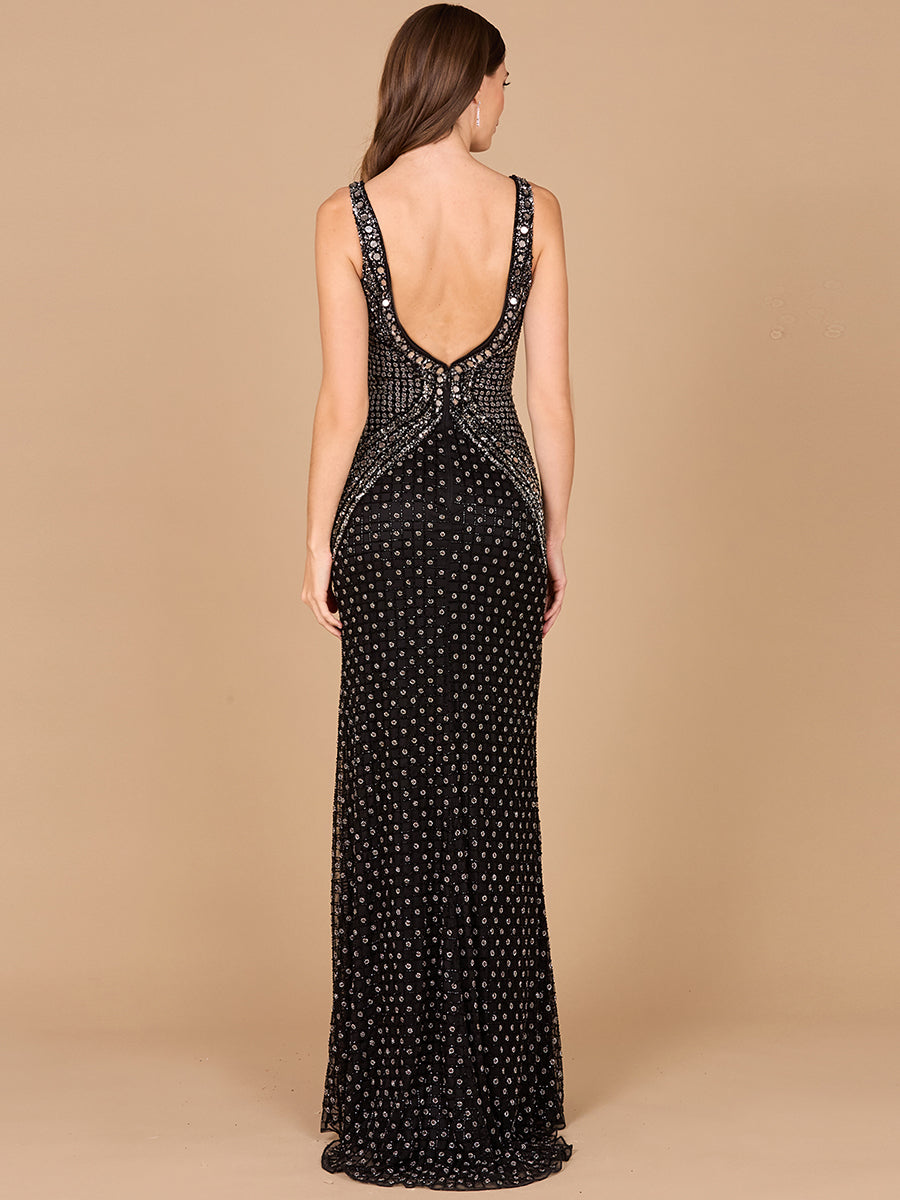 Prom Dresses Beaded High Slit Long Fitted Prom Formal Dress Black