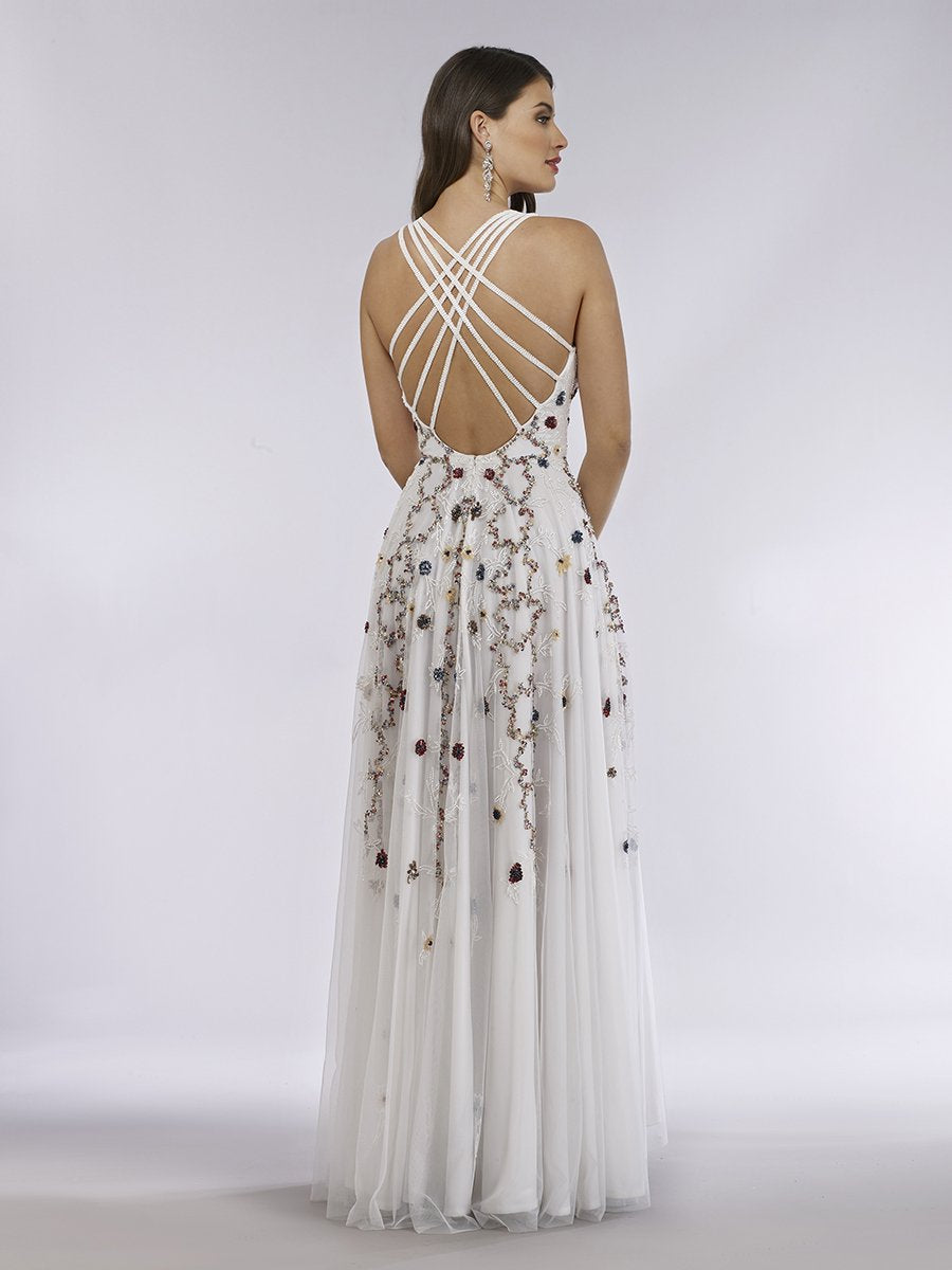Prom Dresses Fitted Long Prom Formal Dress White/Multi