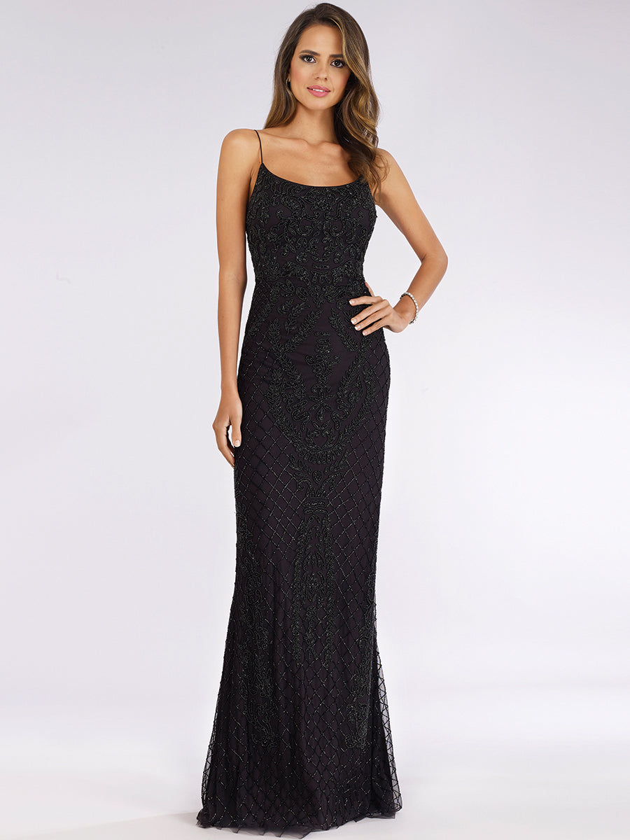 Lara Dresses 29577 Fitted Long Beaded Formal Pattern Prom Dress