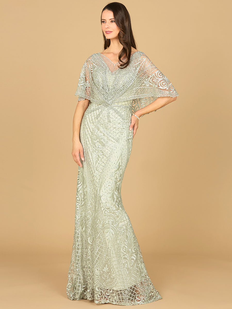 Lara Dresses 29673 Floral Pattern Long Mother of the Bride Lace Dress