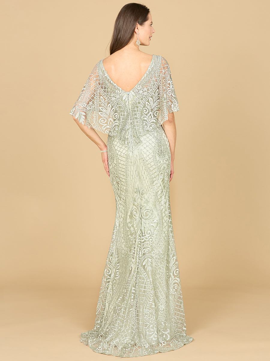 Lara Dresses 29673 Floral Pattern Long Mother of the Bride Lace Dress