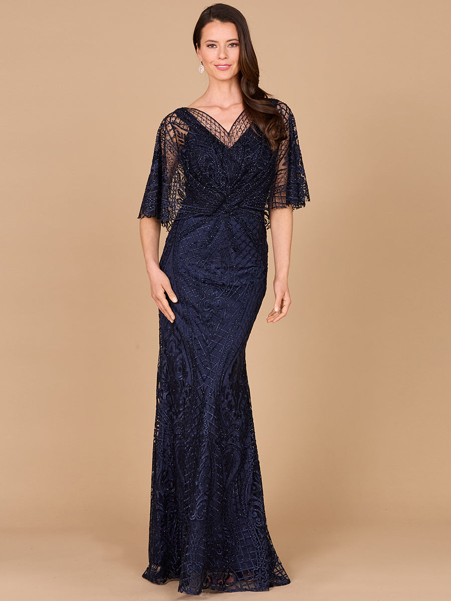 Lara Dresses 29673 Floral Pattern Long Mother of the Bride Lace Dress