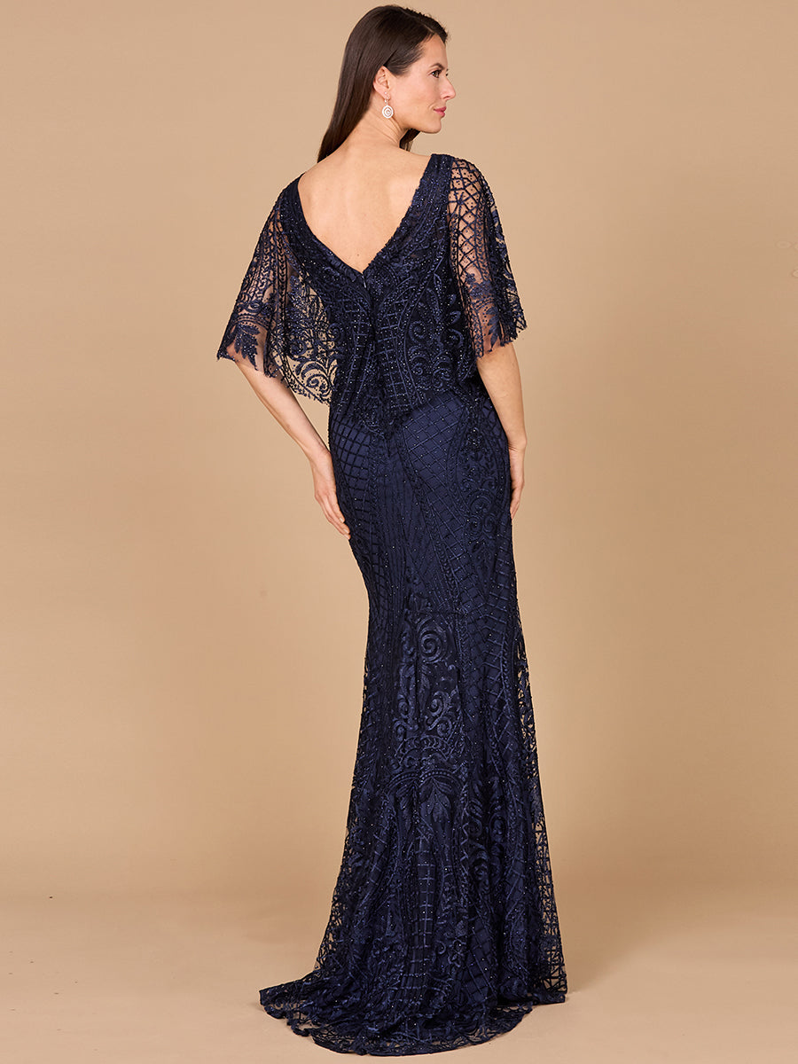 Lara Dresses 29673 Floral Pattern Long Mother of the Bride Lace Dress